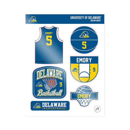Delaware - NCAA Men's Basketball : Macon Emory - Sticker Sheet-0