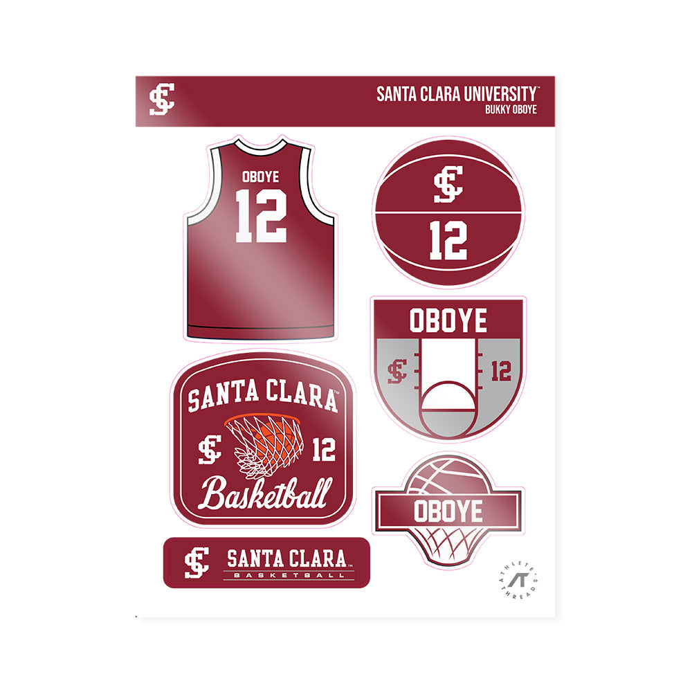 SCU - NCAA Men's Basketball : Bukky Oboye - Sticker Sheet-0