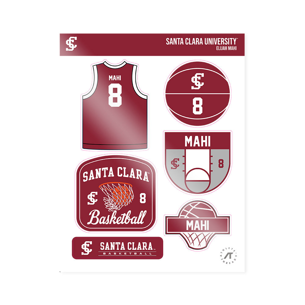 SCU - NCAA Men's Basketball : Elijah Mahi - Sticker Sheet-0
