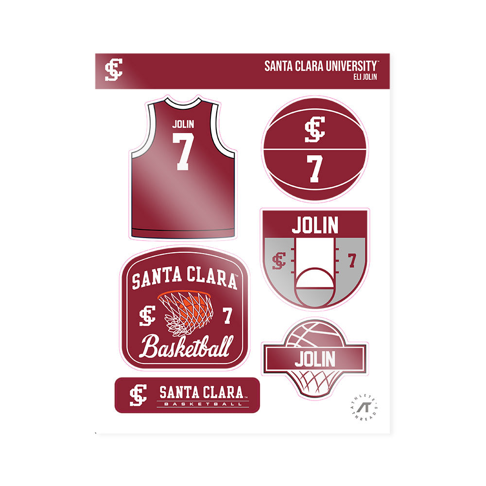 SCU - NCAA Men's Basketball : Eli Jolin - Sticker Sheet-0