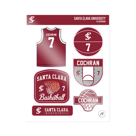 SCU - NCAA Men's Basketball : KJ Cochran - Sticker Sheet-0
