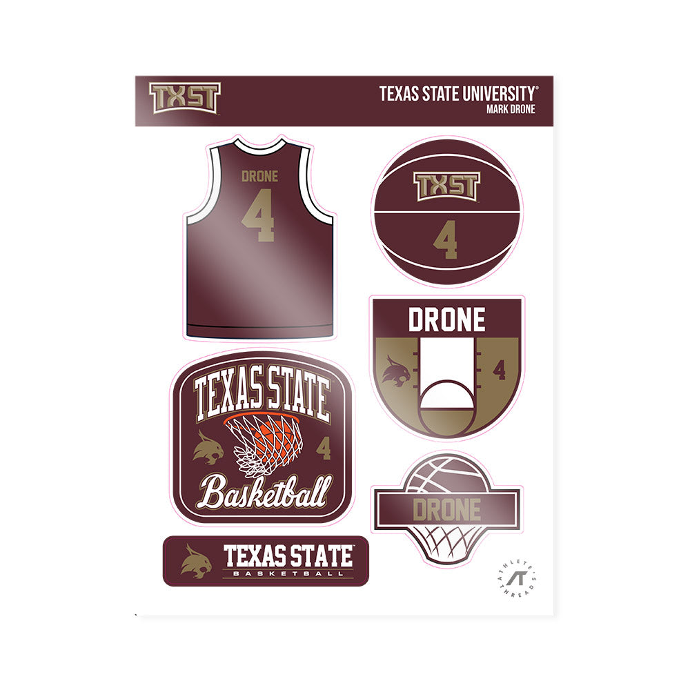 Texas State - NCAA Men's Basketball : Mark Drone - Sticker Sheet-0
