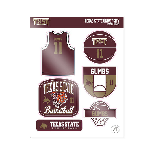 Texas State - NCAA Men's Basketball : Kaden Gumbs - Sticker Sheet-0