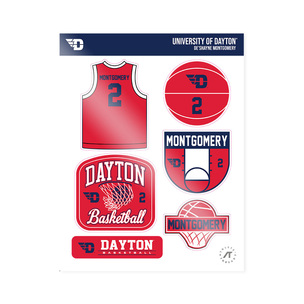 Dayton - NCAA Men's Basketball : De'Shayne Montgomery - Sticker Sheet-0