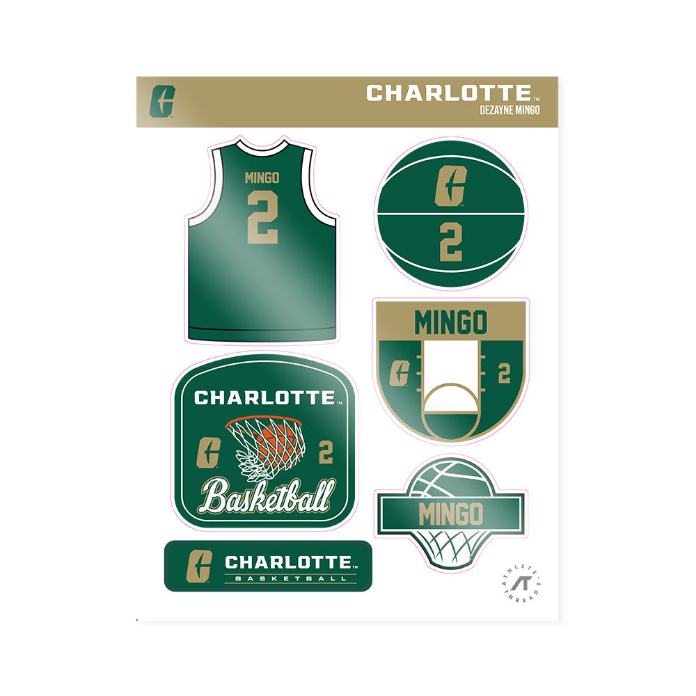 UNC Charlotte - NCAA Men's Basketball : Dezayne Mingo - Sticker Sheet-0
