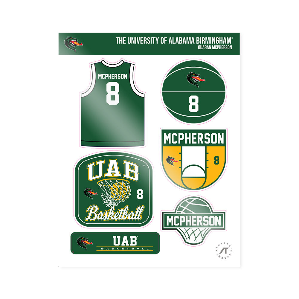UAB - NCAA Men's Basketball : Quaran McPherson - Sticker Sheet-0