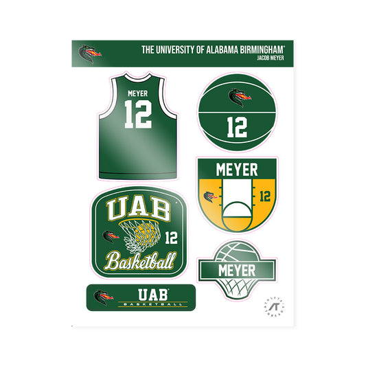 UAB - NCAA Men's Basketball : Jacob Meyer - Sticker Sheet-0