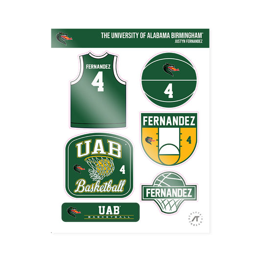 UAB - NCAA Men's Basketball : Justyn Fernandez - Sticker Sheet-0
