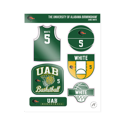 UAB - NCAA Men's Basketball : James White - Sticker Sheet-0