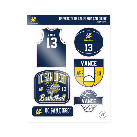 UCSD - NCAA Men's Basketball : Jaden Vance - Sticker Sheet-0