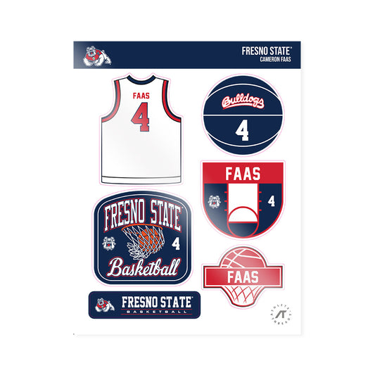 Fresno State - NCAA Men's Basketball : Cameron Faas - Sticker Sheet-0