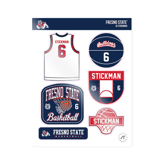 Fresno State - NCAA Men's Basketball : Dj Stickman - Sticker Sheet-0