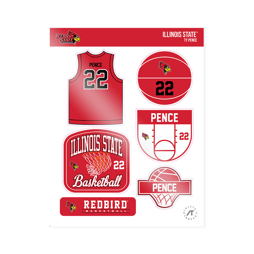 Illinois State - NCAA Men's Basketball : Ty Pence - Sticker Sheet-0