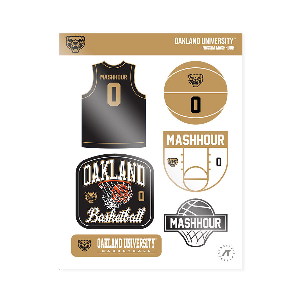 Oakland - NCAA Men's Basketball : Nassim Mashhour - Sticker Sheet-0