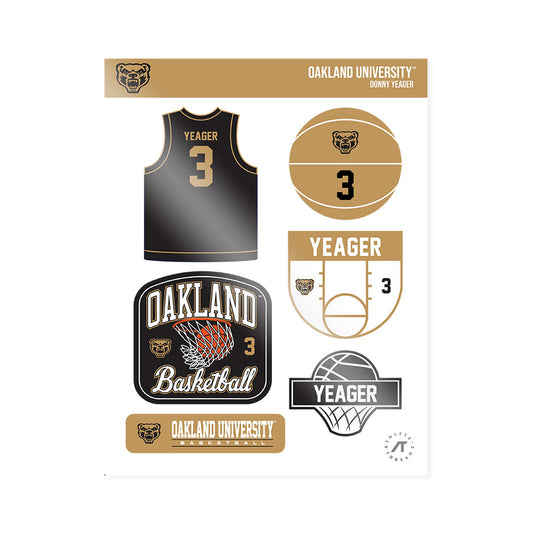 Oakland - NCAA Men's Basketball : Donny Yeager - Sticker Sheet-0