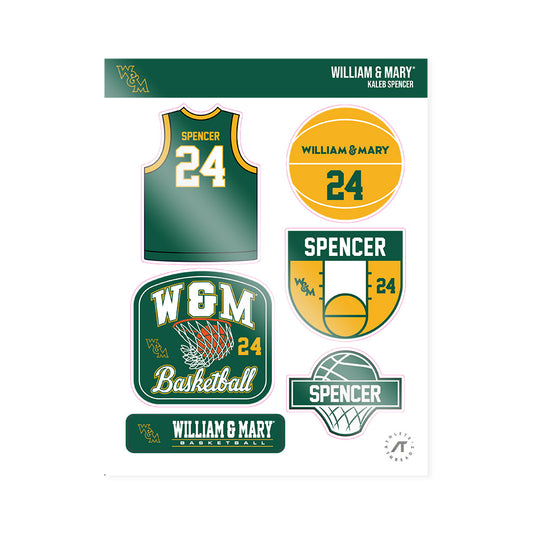 William & Mary - NCAA Men's Basketball : Kaleb Spencer - Sticker Sheet-0