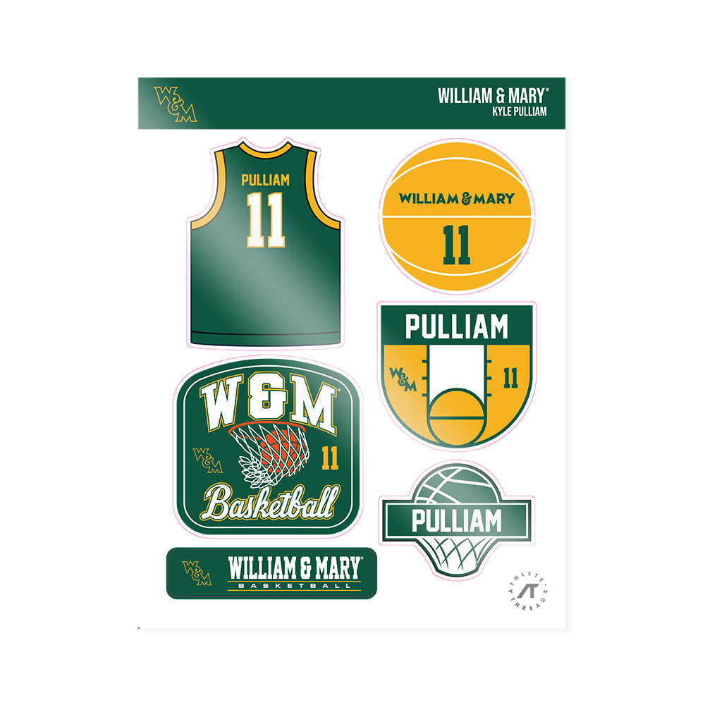 William & Mary - NCAA Men's Basketball : Kyle Pulliam - Sticker Sheet-0