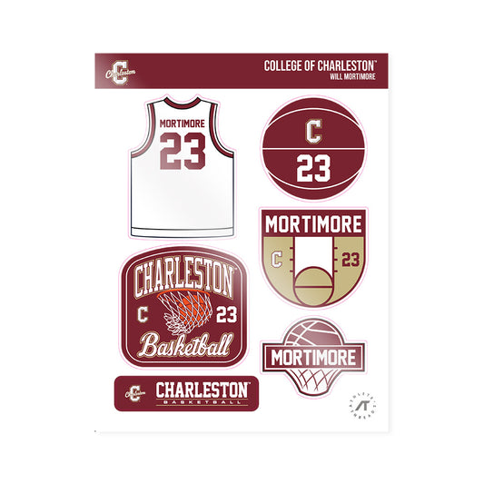 Charleston - NCAA Men's Basketball : Will Mortimore - Sticker Sheet-0