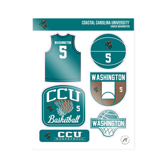 Coastal Carolina - NCAA Men's Basketball : Darius Washington - Sticker Sheet-0