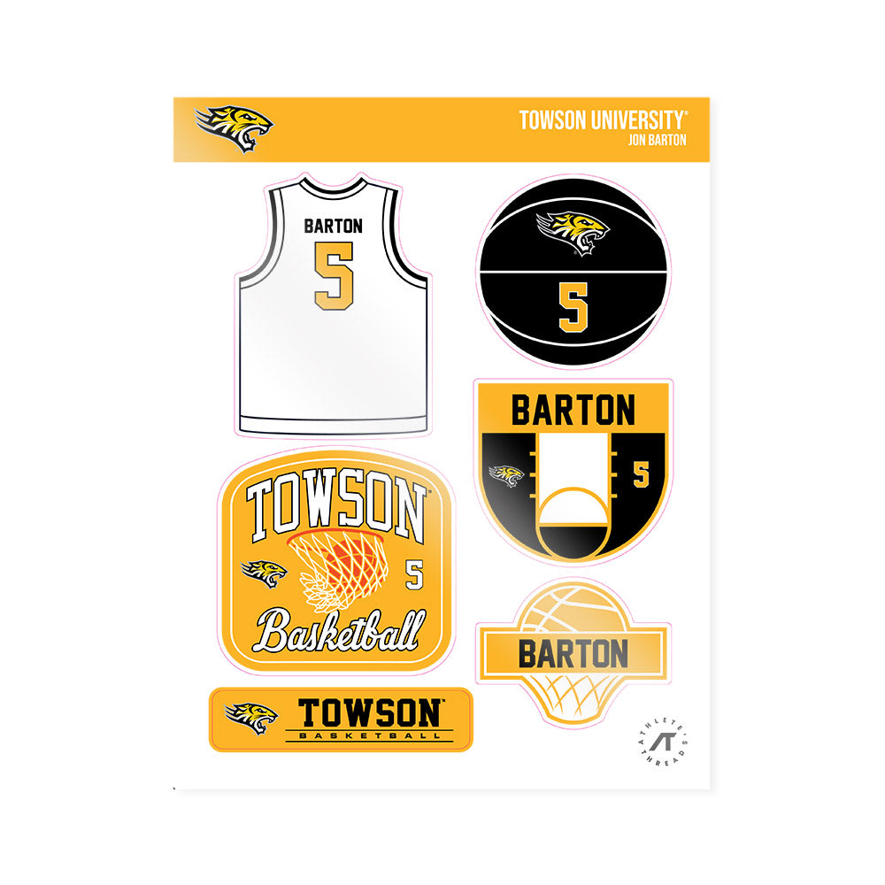 Towson - NCAA Men's Basketball : Jon Barton - Sticker Sheet-0