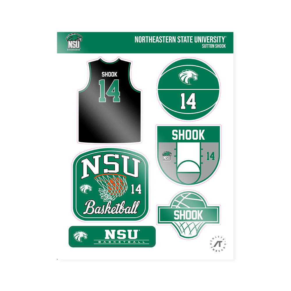 Northeastern State - NCAA Men's Basketball : Sutton Shook - Sticker Sheet-0