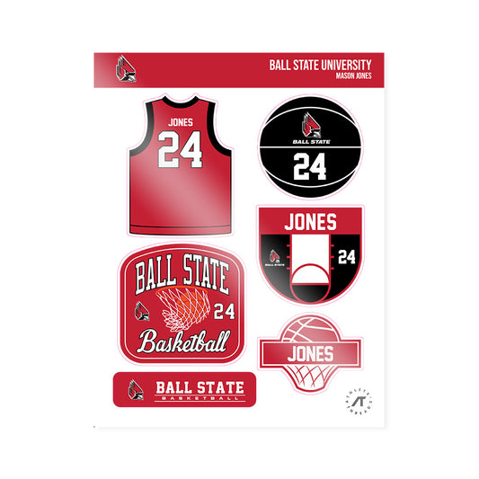 Ball State - NCAA Men's Basketball : Mason Jones - Sticker Sheet-0