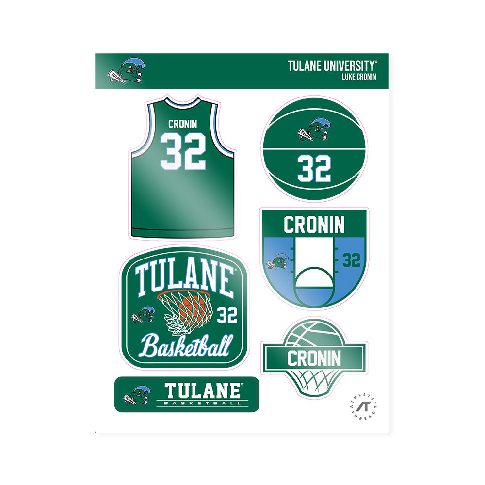 Tulane - NCAA Men's Basketball : Luke Cronin - Sticker Sheet-0