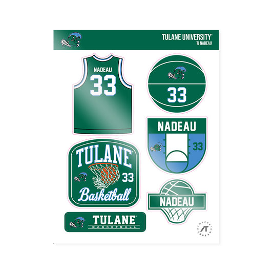 Tulane - NCAA Men's Basketball : Tj Nadeau - Sticker Sheet-0