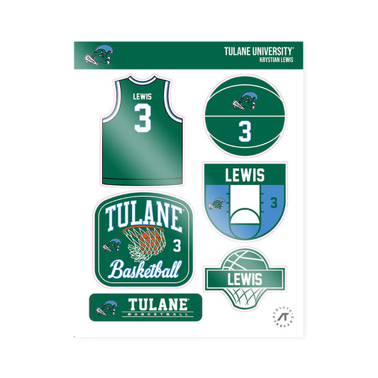 Tulane - NCAA Men's Basketball : Krystian Lewis - Sticker Sheet-0
