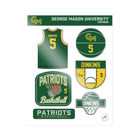 GMU - NCAA Men's Basketball : Devin Dinkins - Sticker Sheet-0