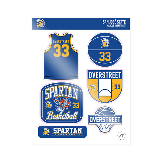SJSU - NCAA Men's Basketball : Marcus Overstreet - Sticker Sheet-0