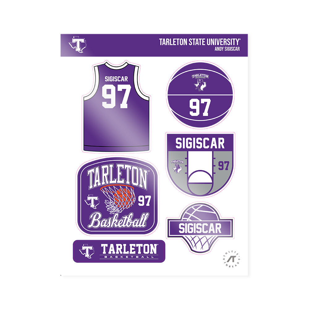 Tarleton State - NCAA Men's Basketball : Andy SIGISCAR - Sticker Sheet-0