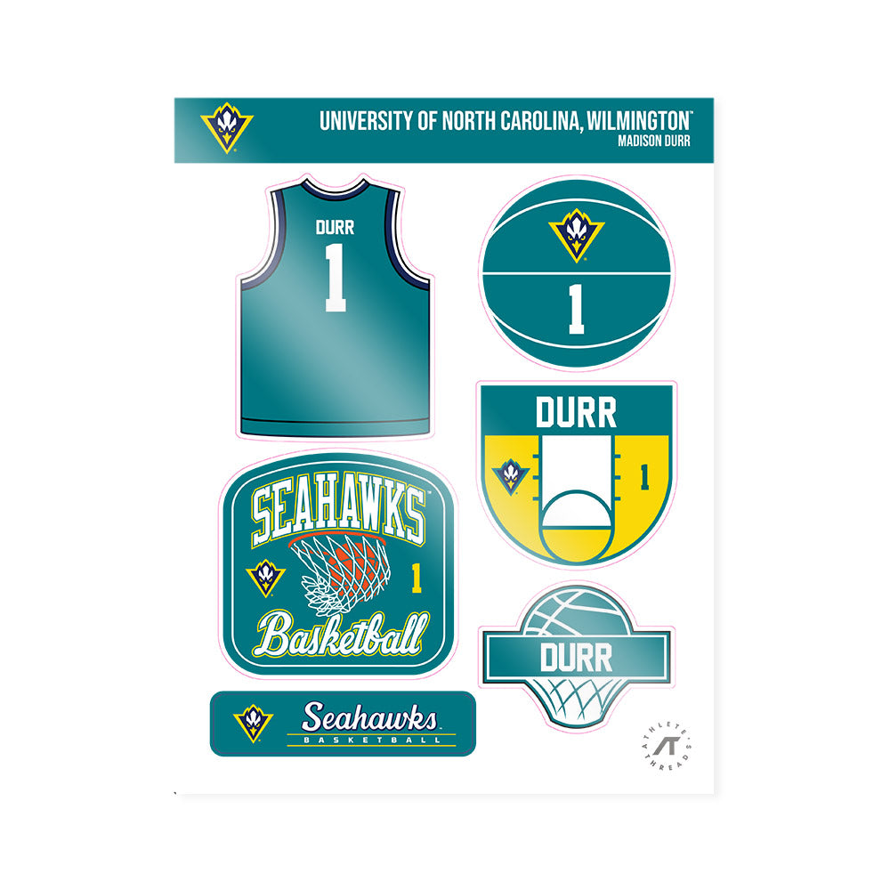 UNC Wilmington - NCAA Men's Basketball : Madison Durr - Sticker Sheet-0