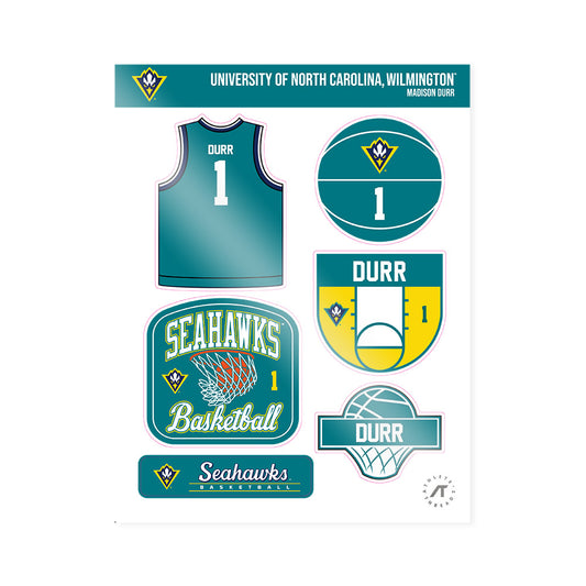 UNC Wilmington - NCAA Men's Basketball : Madison Durr - Sticker Sheet-0