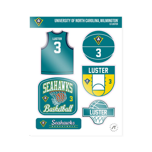 UNC Wilmington - NCAA Men's Basketball : Cj Luster - Sticker Sheet-0