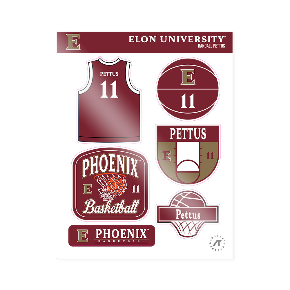 Elon - NCAA Men's Basketball : Randall Pettus - Sticker Sheet-0
