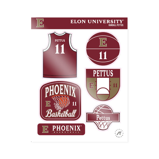 Elon - NCAA Men's Basketball : Randall Pettus - Sticker Sheet-0