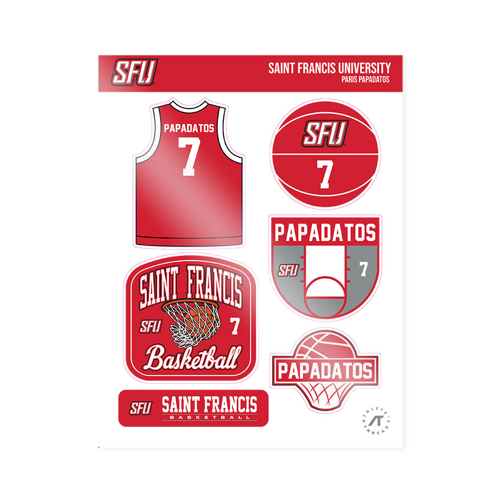 St. Francis - NCAA Men's Basketball : Paris Papadatos - Sticker Sheet-0