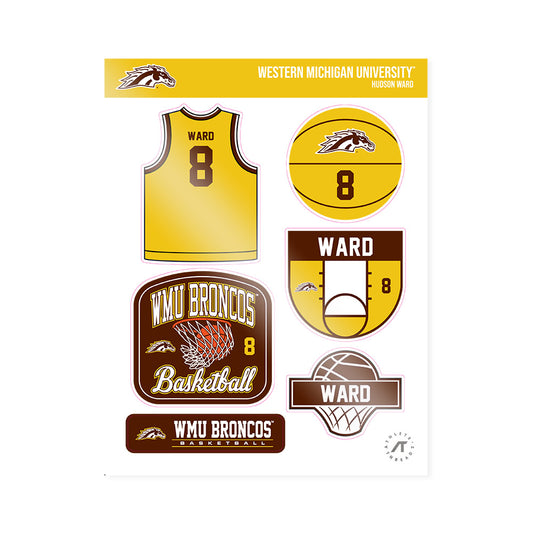 Western Michigan - NCAA Men's Basketball : Hudson Ward - Sticker Sheet-0
