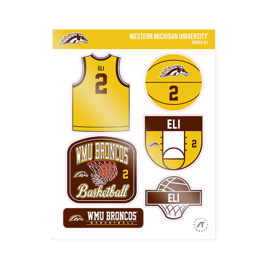 Western Michigan - NCAA Men's Basketball : Joshua Eli - Sticker Sheet-0