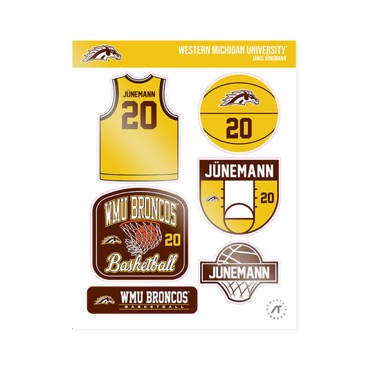 Western Michigan - NCAA Men's Basketball : Janis Jünemann - Sticker Sheet-0