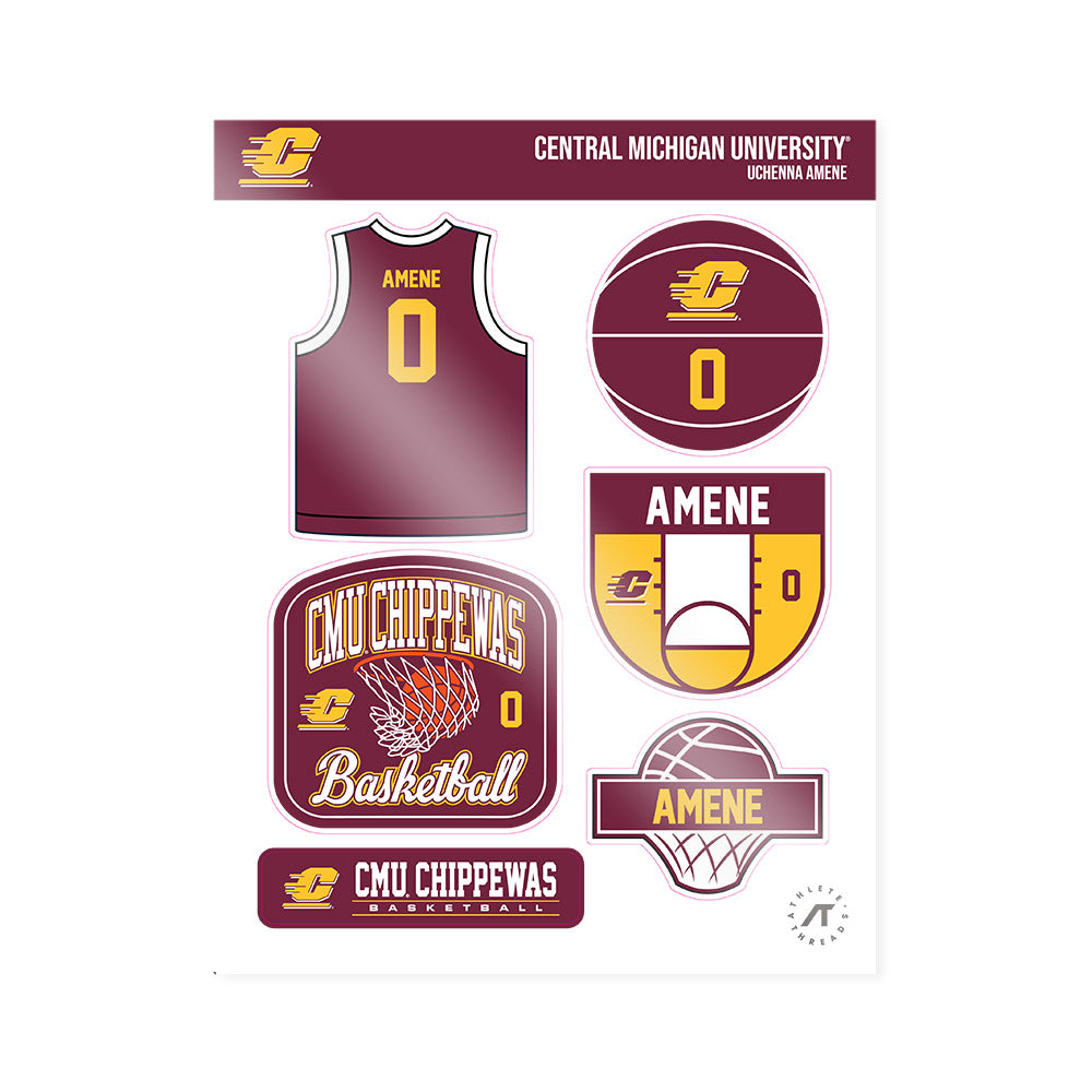 Central Michigan - NCAA Men's Basketball : Uchenna Amene - Sticker Sheet-0