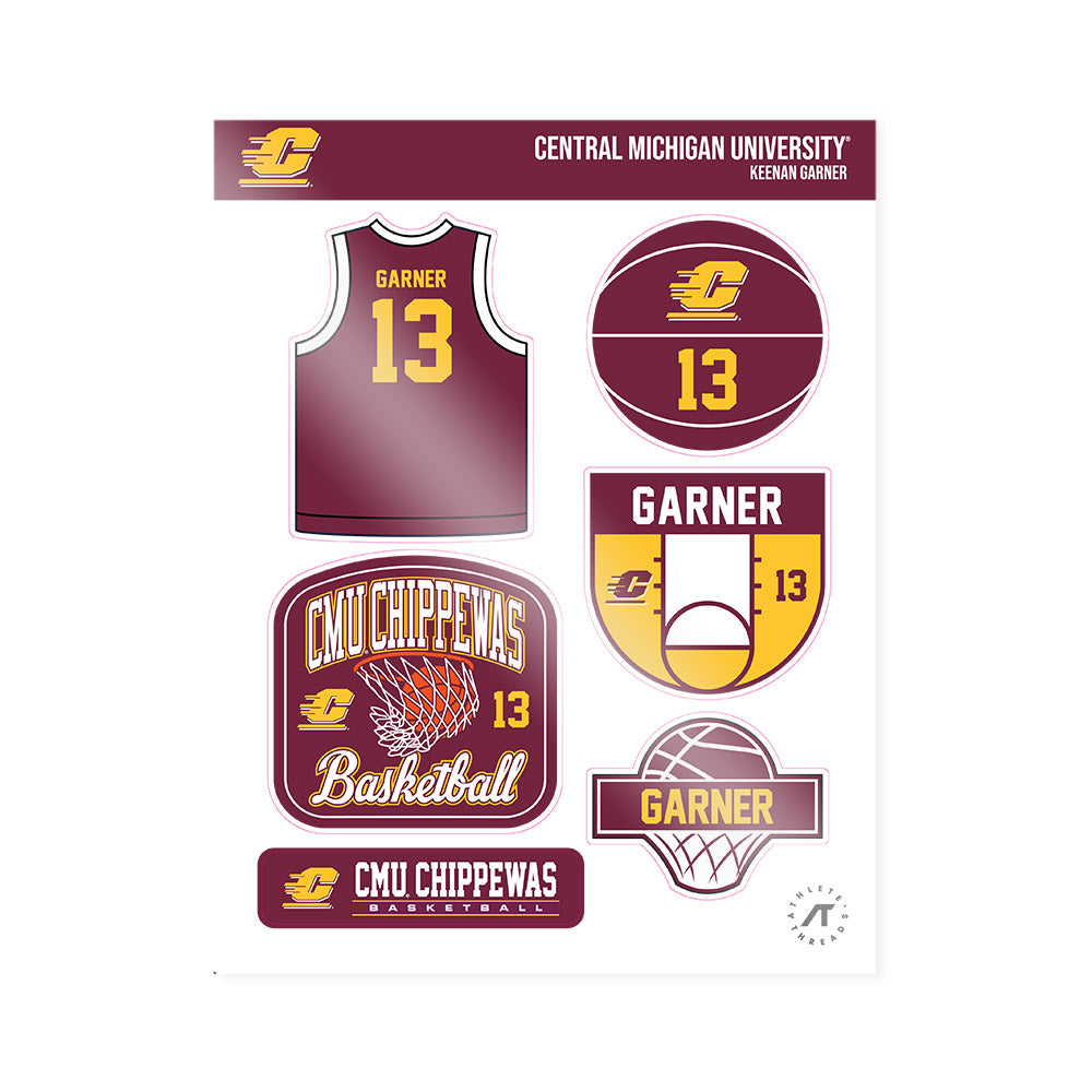 Central Michigan - NCAA Men's Basketball : Keenan Garner - Sticker Sheet-0
