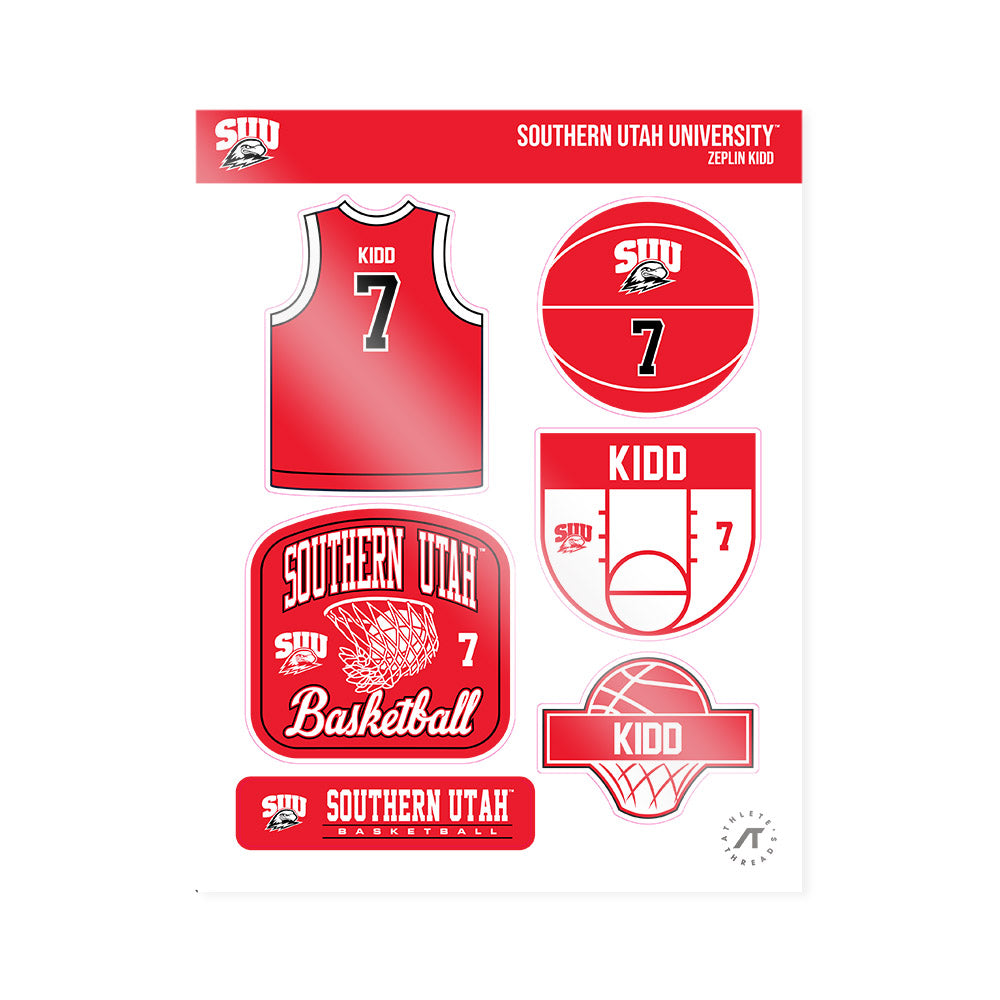 Southern Utah - NCAA Men's Basketball : Zeplin Kidd - Sticker Sheet-0