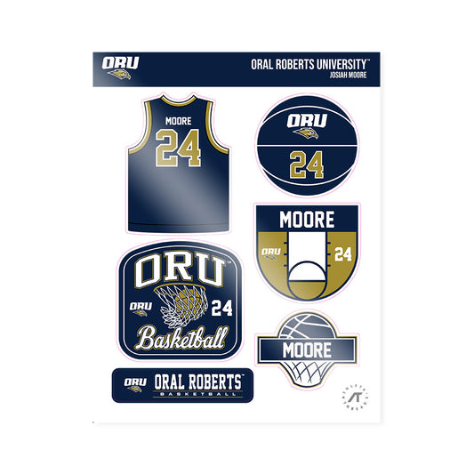 Oral Roberts - NCAA Men's Basketball : Josiah Moore - Sticker Sheet-0