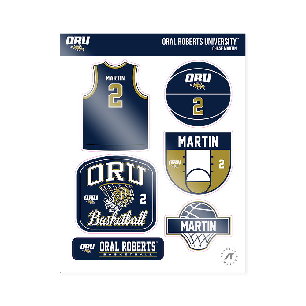 Oral Roberts - NCAA Men's Basketball : Chase Martin - Sticker Sheet-0