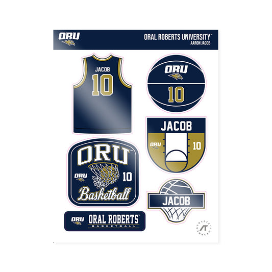 Oral Roberts - NCAA Men's Basketball : Aaron Jacob - Sticker Sheet-0