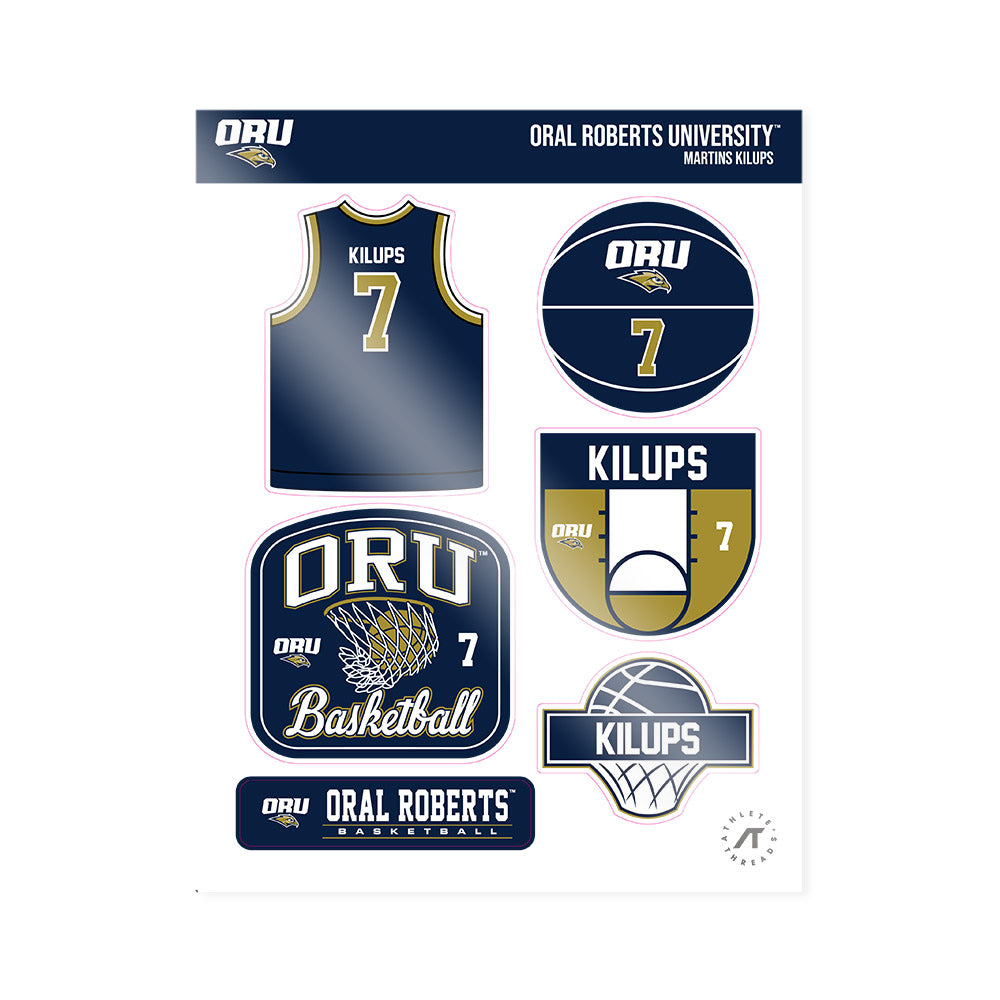 Oral Roberts - NCAA Men's Basketball : Martins Kilups - Sticker Sheet-0