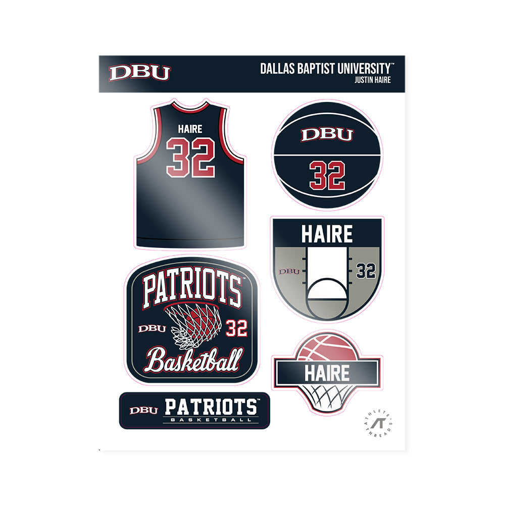 Dallas Baptist - NCAA Men's Basketball : Justin Haire - Sticker Sheet-0