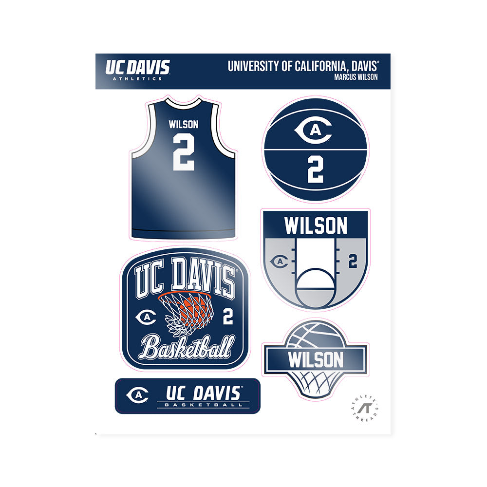 UC Davis - NCAA Men's Basketball : Marcus Wilson - Sticker Sheet-0